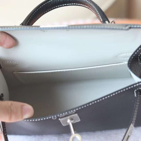 GPC Mode Mini kelly Chever Leather CK89 Black & CK80 Pearl Grey Silver Hardware 19cm Full Handmade