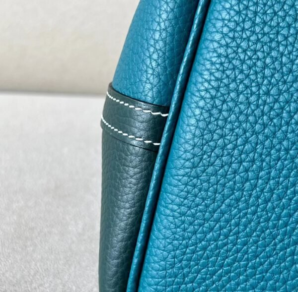 Hermes Picotin TC Leather cyan & Dark Green Silver Hardware 22cm Full Handmade