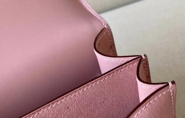 Hermes Constance South Africa Ostrich 94 ceramic pink Silver Hardware 18cm Full Handmade