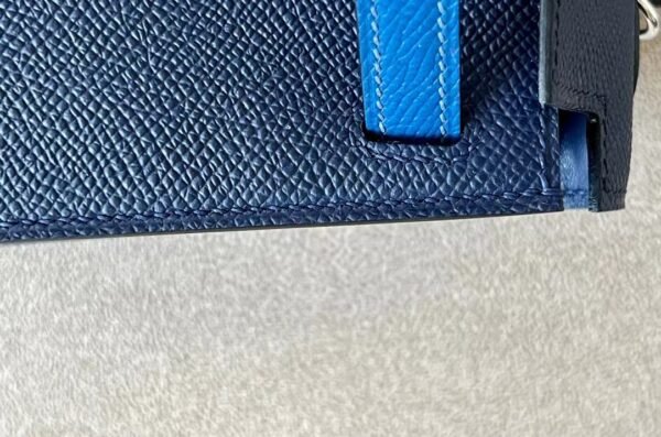 Hermes mini Kelly Epsom 73 Gem Blue & 71 Bright Blue & CK89 Black Silver Hardware 19cm Full Handmade