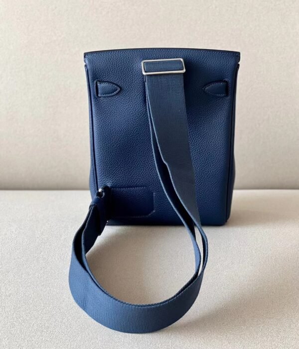 Hermes Kelly hac a dos Togo CK73 Gem Blue Silver Hardware 22cm Full Handmade