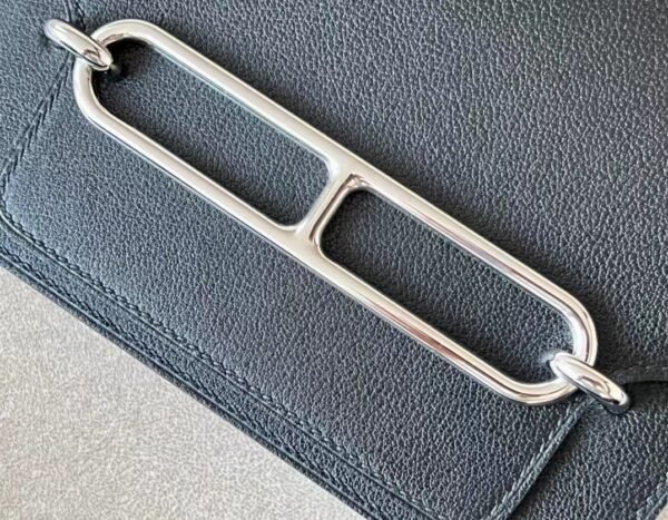 Hermes Roulis evergrain Leather Black Silver Hardware 19cm Full Handmade