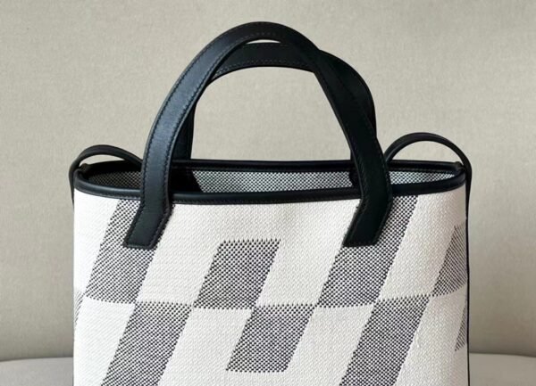 954599ea9f73b4d Hermes Cabas Swift & Canvas CK89 Black & White 27cm Full Handmade