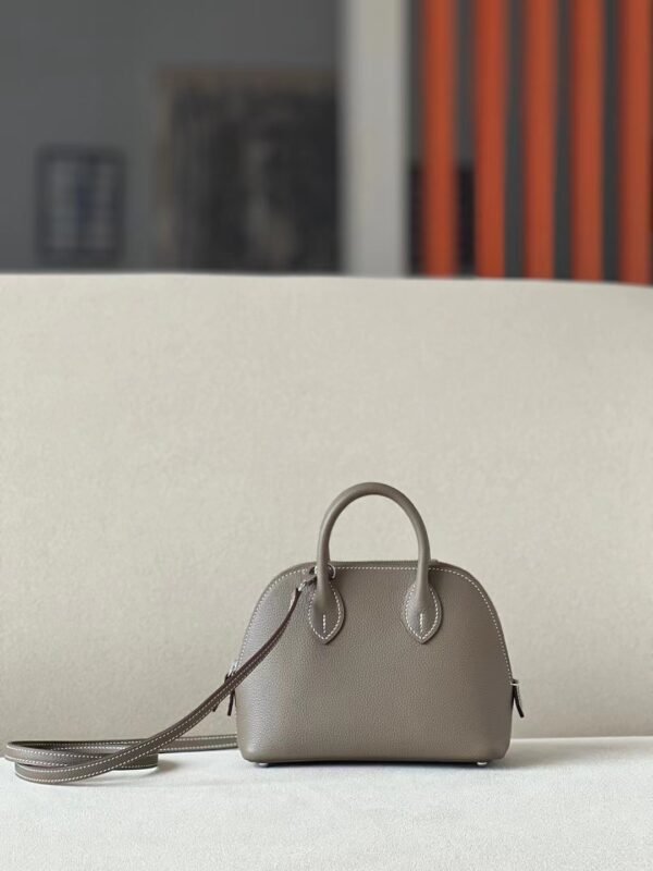9585b5803a45d3e Hermès Mini Bolide Evercolor B0-18 CK18 Etoupe Grey Silver Hardware 18cm Full Handmade