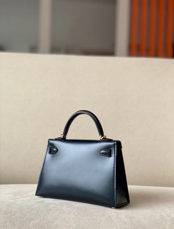 Hermes Mini Kelly Box Black Gold Hardware 19cm Full Handmade