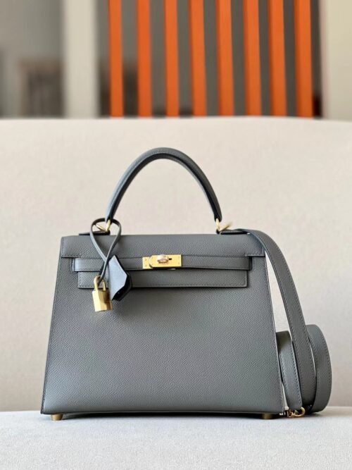 Hermes Kelly epsom Etain Grey Gold Hardware 25cm Full Handmade