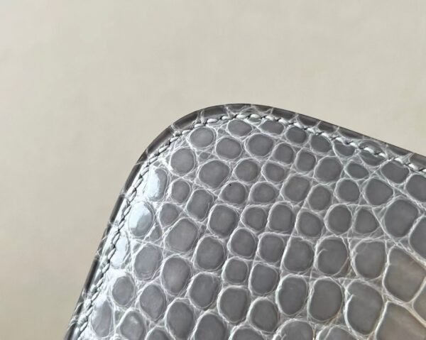 Hermes Constance Shiny Alligator crocodile 0V Crystal grey Gold Hardware 18cm Full Handmade