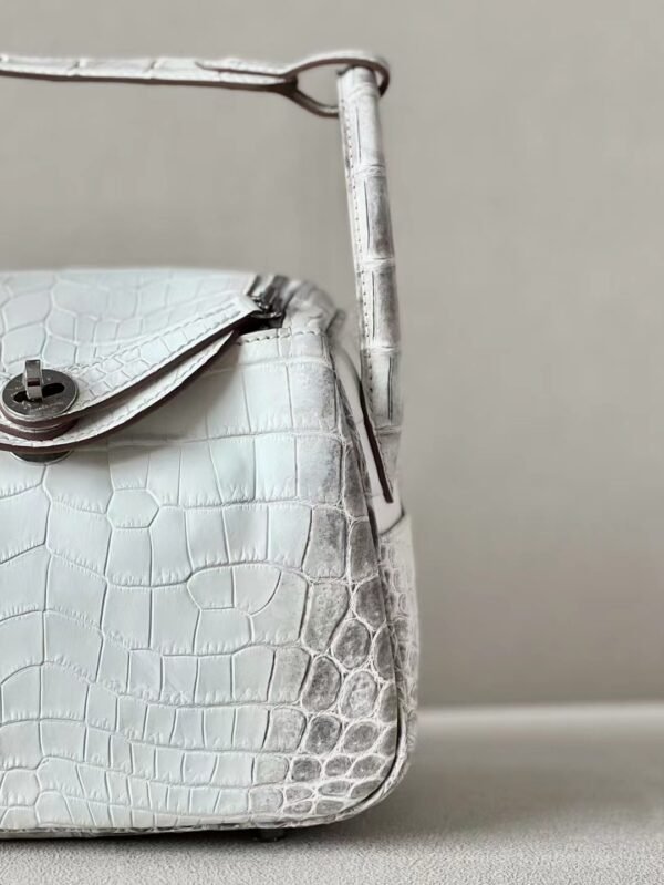 994eadfec930128 Hermes Mini Lindy Matte Niloticus crocodile 01 Himalaya Silver Hardware 19cm Full Handmade