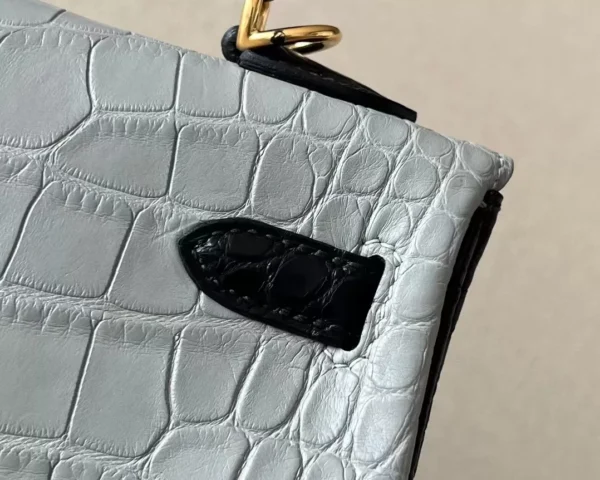 Hermès Kelly Matte Alligator crocodile 80 Pearl grey & CK89 Black Gold Hardware 25cm Full Handmade