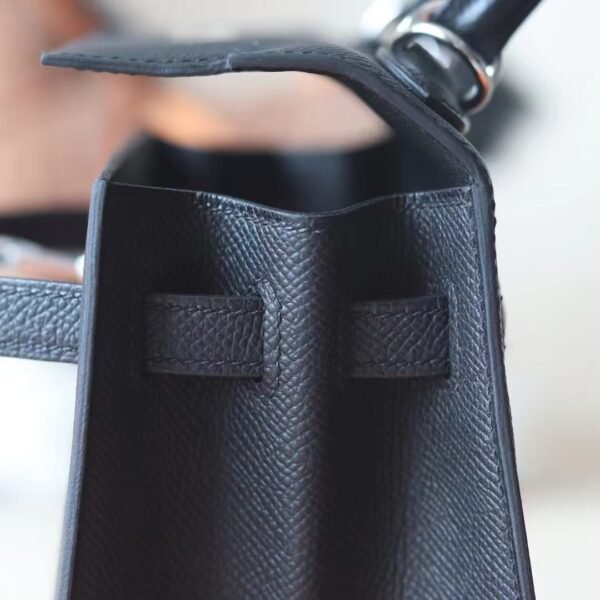 9b030cc321beea5 GPC Mode Kelly Epsom Leather CK89 Black Silver Hardware 25cm Full Handmade