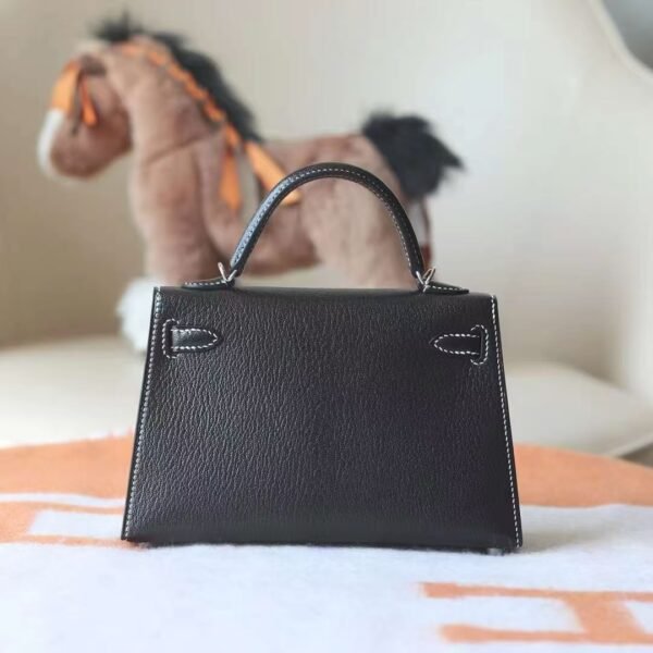 GPC Mode Mini kelly Chever Leather CK89 Black & CK80 Pearl Grey Silver Hardware 19cm Full Handmade