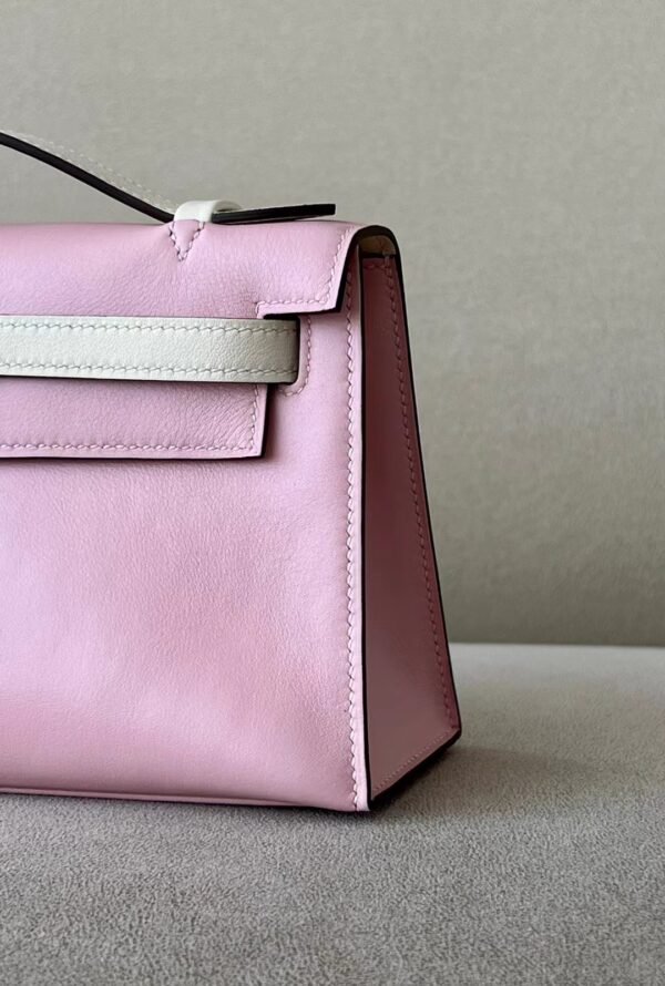 Hermes Kelly doll Matte Alligator & Swfit Pink & White Silver Hardware 18cm Full Handmade