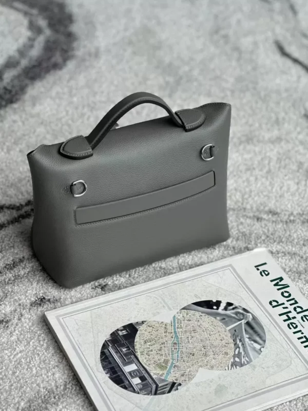 Hermès mini Kelly 2424 Evercolor & Swift 0L Grey & CK89 Black Silver Hardware 21cm Full Handmade