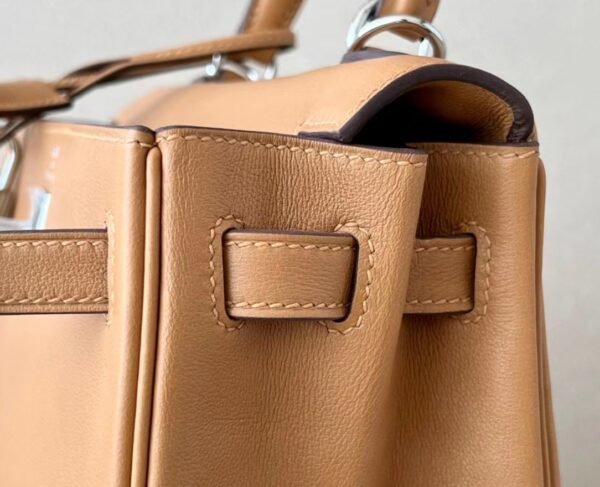 Hermès Kelly Swift OM Light Golden Brown Silver Hardware 25cm Full Handmade