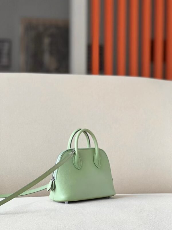 Hermès mini Bolide Chevre 3I Avocado green Silver Hardware 18cm Full Handmade
