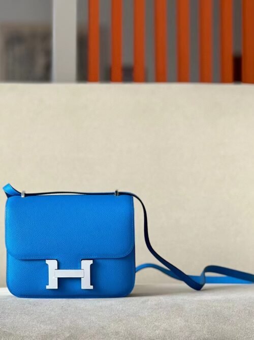 Hermès Constance Epsom 7Q Greek blue‬ Silver Hardware 18cm Full Handmade