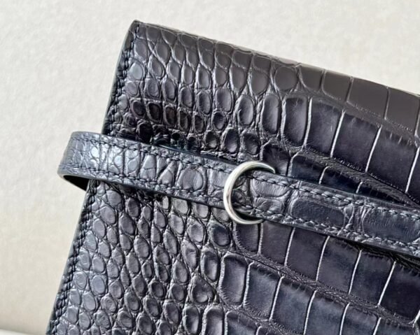 Hermes Kelly dance Matte Alligator crocodile CK89 Black Silver Hardware 22cm Full Handmade