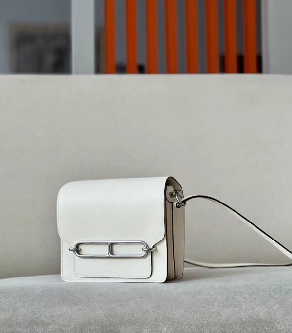 9e0c179177ef311 Hermes Roulis Swift I2 Creamy White Silver Hardware 18cm Full Handmade