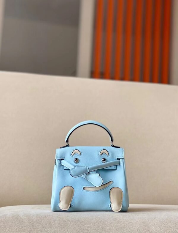 9e7161a302b1eef-1 Hermes Kelly dolly Swift TO Light Blue Silver Hardware 16cm Full Handmade
