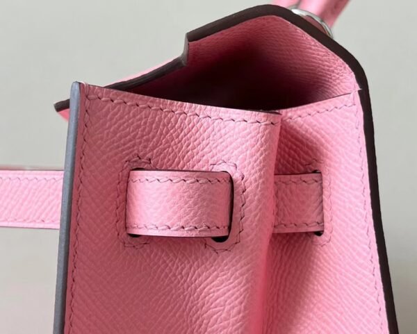 Hermes Kelly Epsom 1Q Creamy Pink Silver Hardware 25cm Full Handmade