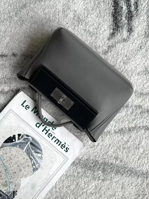 Hermès mini Kelly 2424 Evercolor & Swift 0L Grey & CK89 Black Silver Hardware 21cm Full Handmade