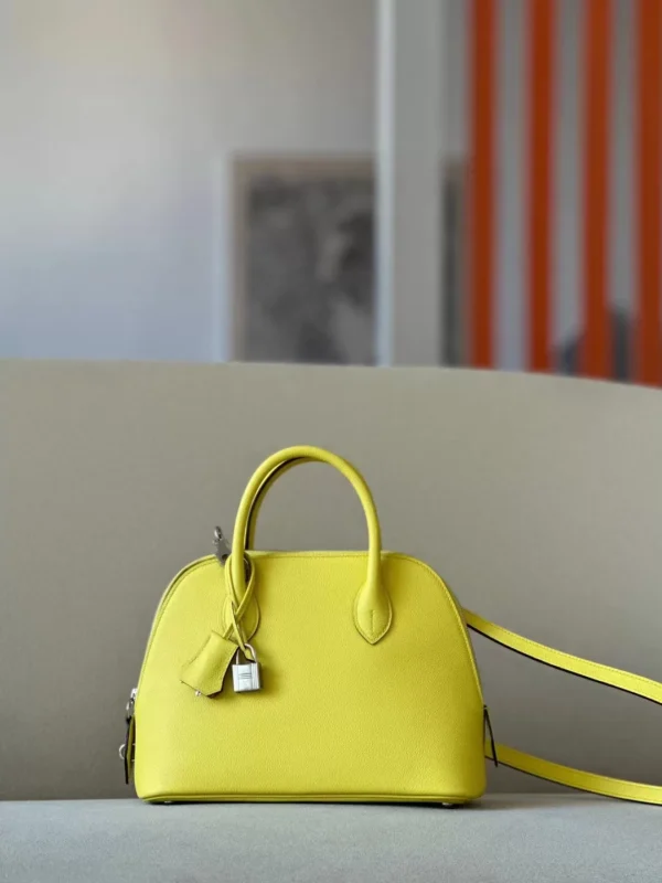 Hermès Bolide Evercolor 9N Candy Yellow & 93 Orange Silver Hardware 27cm Full Handmade