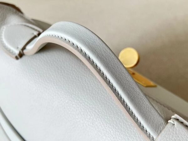 Hermes Kelly 2424 Evercolor & Swift Leather 80 Pearl grey Gold Hardware 21cm Full Handmade
