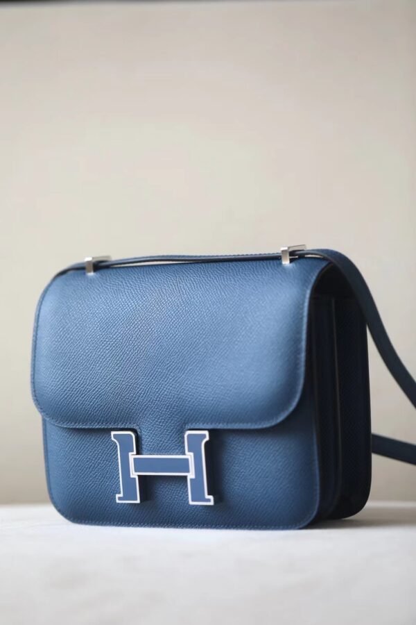 Hermès Constance Epsom R2 Agate blue enamel buckle Silver Hardware 18cm Full Handmade