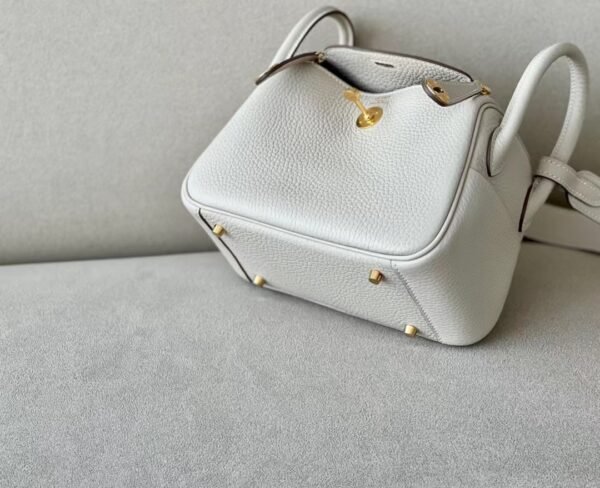 Hermes mini Lindy clemence CC10 Creamy White Gold Hardware 19cm Full Handmade