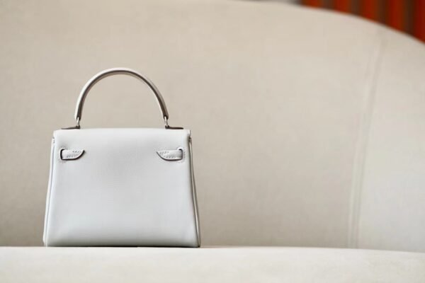 Hermes Kelly doll Swift Pearl grey & Rose Purple Silver Hardware 16cm Full Handmade