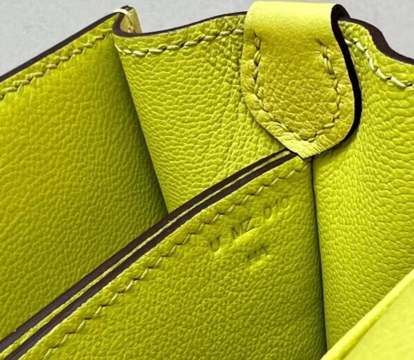 Hermes Roulis evercolor 01 Pure White & 9R Lemon yellow Silver Hardware 19cm Full Handmade