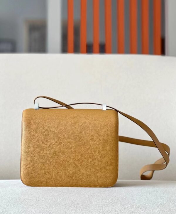 a0eddbadc5163c8 Hermes Constance Epsom 2S Sesame color Yellow Buckle Silver Hardware 23cm Full Handmade
