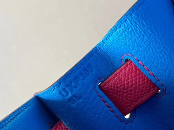 Hermes Kelly Epsom S3 Bright Red & i6 Rose Pink & B3 Blue Silver Hardware 28cm Full Handmade