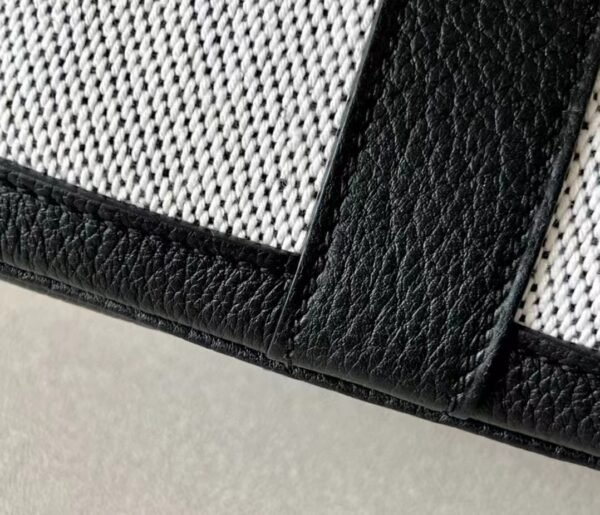 Hermes Garden Party NE Leather & Canvas Ashen & Black Silver Hardware 30cm Full Handmade