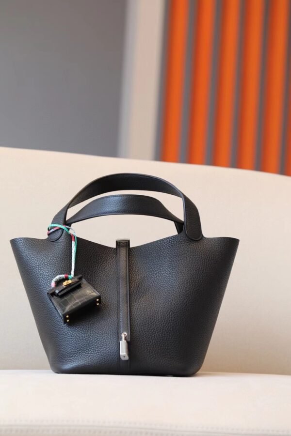 Hermes picotin TC Black Silver Hardware 22cm Full Handmade