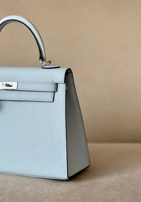 Hermès Kelly Epsom TO Light Blue Silver Hardware 25cm Full Handmade