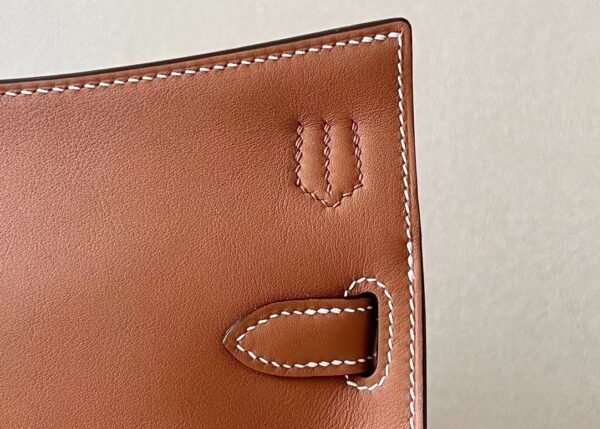 Hermes Mini Jypsiere Swift CK37 Golden Brown Gold Hardware 23cm Full Handmade