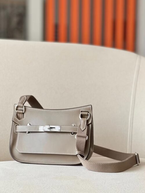 Hermès Mini Jypsiere Swift CK18 Etoupe Grey Silver Hardware 23cm Full Handmade