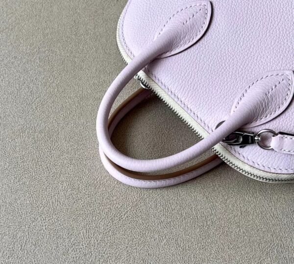 Hermès mini Bolide Evercolor 09 Light Purple Pink Silver Hardware 18cm Full Handmade