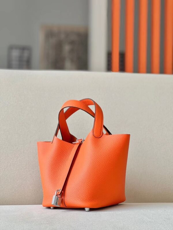 Hermes Picotin TC CK93 Classic Orange Silver Hardware 18cm Full Handmade