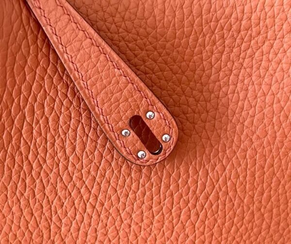 a5e043ae6dfe17d Hermès Mini Lindy clemence C6 Pumpkin Orange Silver Hardware 19cm Full Handmade