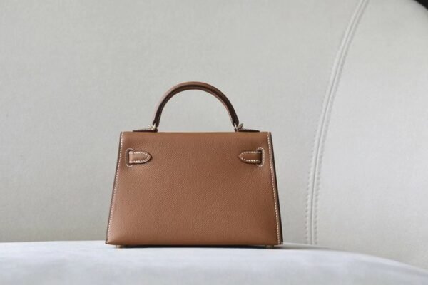 Hermes Mini Kelly Epsom CK37 Golden Brown Gold Hardware 19cm Full Handmade