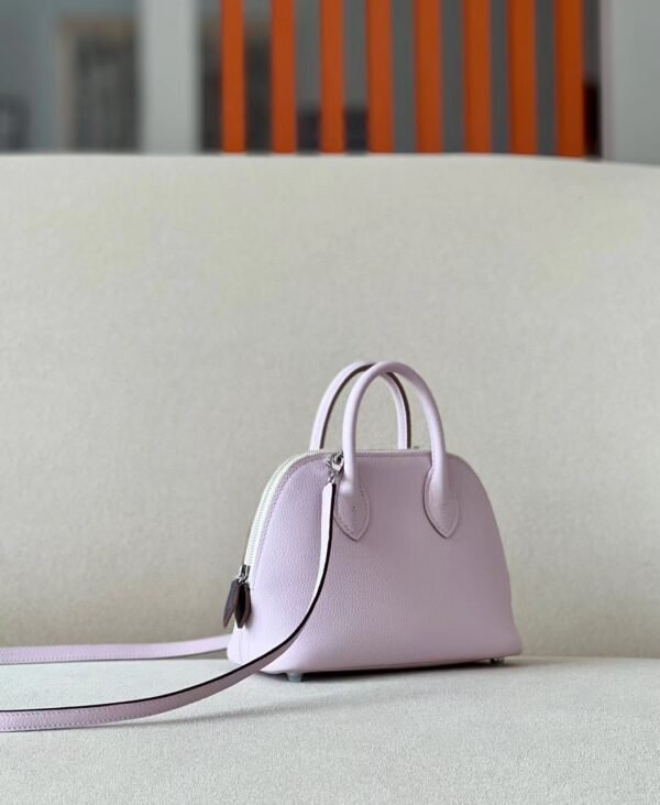 Hermès mini Bolide Evercolor 09 Light Purple Pink Silver Hardware 18cm Full Handmade