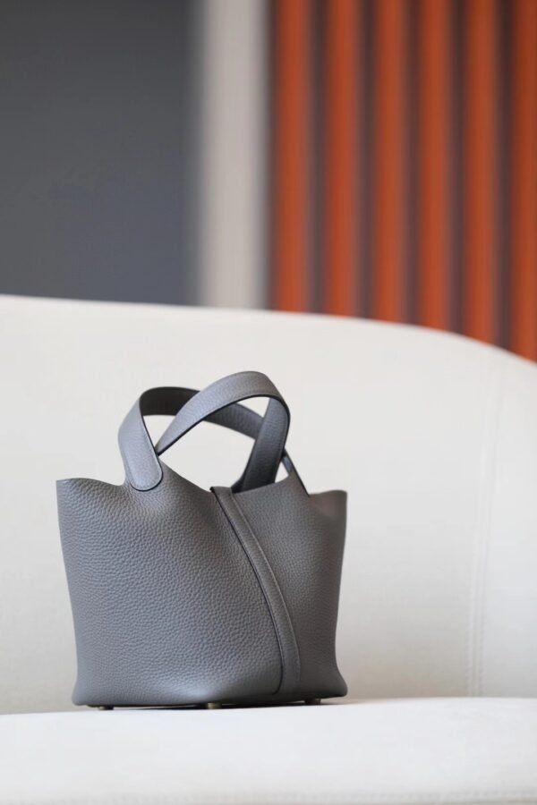 Hermès picotin TC 8F tinware grey Gold Hardware 18cm Full Handmade