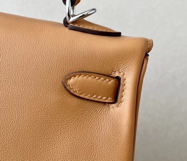 Hermès Kelly Swift OM Light Golden Brown Silver Hardware 25cm Full Handmade