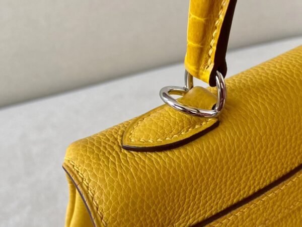 Hermes Kelly Togo Amber yellow Silver Hardware 25cm Full Handmade