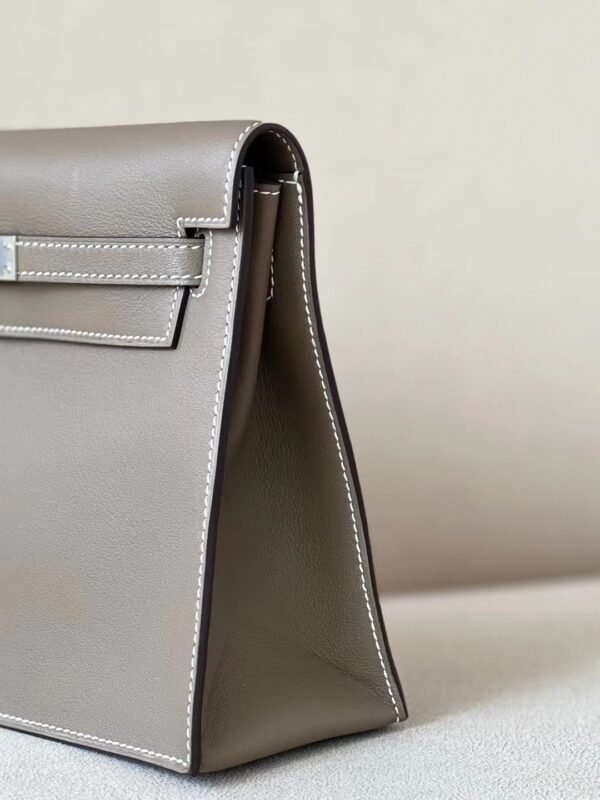 Hermes Kelly dance Swift CK18 Etoupe Grey Silver Hardware 22cm Full Handmade
