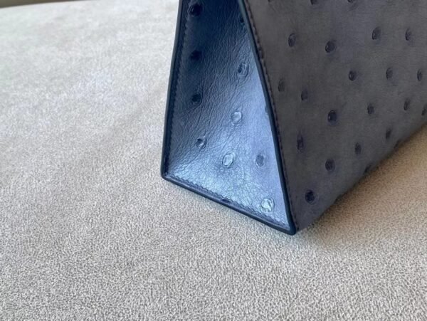 Hermes Mini Kelly pochette Ostrich 82 Agate grey Gold Hardware 22cm Full Handmade