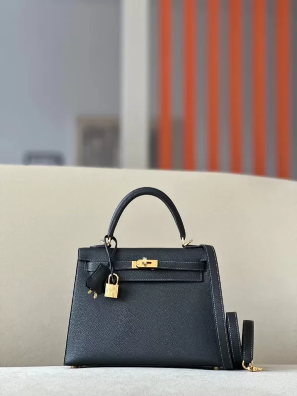 Hermès Kelly Epsom 88 Graphite grey Gold Hardware 25cm Full Handmade