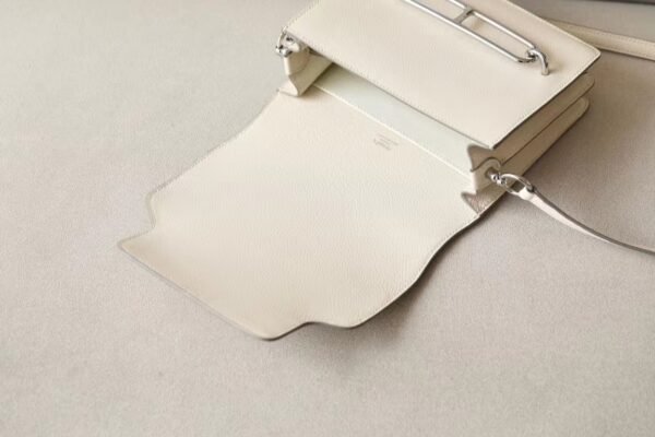 Hermès Roulis Evercolor CC10 Creamy White Silver Hardware 19cm Full Handmade